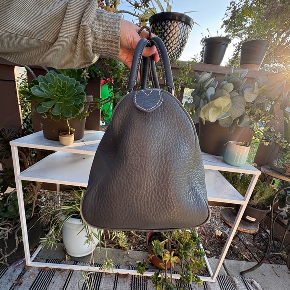 Gray dooney and Bourke pebbled leather bowler bag - Picture 3 of 7